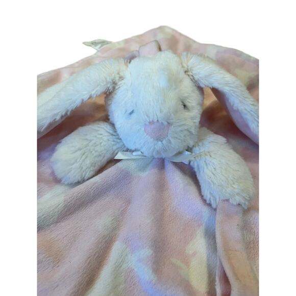 Blankets & Beyond Security Blanket Bunny Rabbit Pink & White Lovey Hook & Loop - Picture 2 of 10